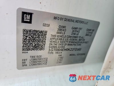 Zdjęcie 12 z 12 samochodu: 2019 GMC SIERRA C1500 VIN:1GTR8AEH0KZ272163 - miniatura