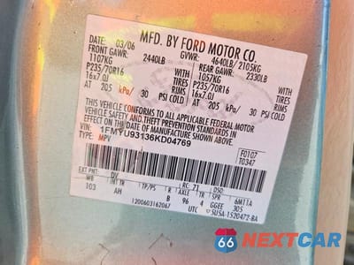 Zdjęcie 13 z 13 samochodu: 2006 FORD ESCAPE XLT VIN:1FMYU93136KD04769 - miniatura