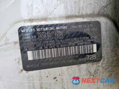 Zdjęcie 12 z 13 samochodu: 2015 MITSUBISHI MIRAGE ES VIN:ML32A4HJ7FH043094 - miniatura