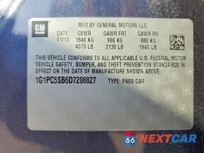 Zdjęcie 12 z 12 samochodu: 2013 CHEVROLET CRUZE LT VIN:1G1PC5SB6D7208827 - miniatura