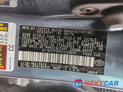 Zdjęcie 13 z 13 samochodu: 2019 TOYOTA AVALON TOURING VIN:4T1BZ1FBXKU012645 - miniatura