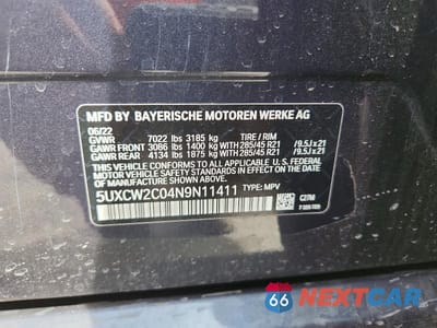 Zdjęcie 14 z 14 samochodu: 2022 BMW X7 XDRIVE40I VIN:5UXCW2C04N9N11411 - miniatura