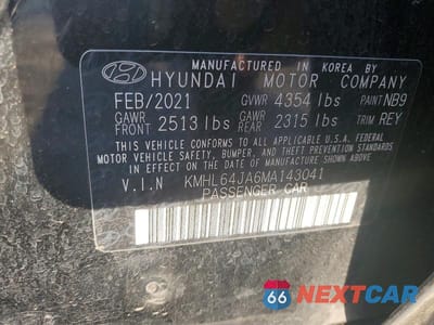 Zdjęcie 12 z 12 samochodu: 2021 HYUNDAI SONATA SEL VIN:KMHL64JA6MA143041 - miniatura