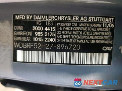 Zdjęcie 12 z 12 samochodu: 2007 MERCEDES-BENZ C 230 VIN:WDBRF52H27F896720 - miniatura