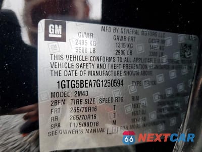 Zdjęcie 12 z 12 samochodu: 2016 GMC CANYON VIN:1GTG5BEA7G1250594 - miniatura