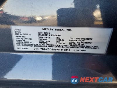 Zdjęcie 13 z 13 samochodu: 2022 TESLA MODEL Y VIN:7SAYGDEF0NF415012 - miniatura