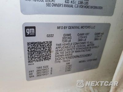 Zdjęcie 12 z 12 samochodu: 2022 CHEVROLET SILVERADO LTD K1500 VIN:1GCUYAED0NZ214307 - miniatura