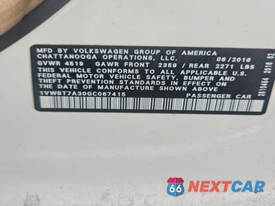 Zdjęcie 12 z 12 samochodu: 2016 VOLKSWAGEN PASSAT SE VIN:1VWBT7A30GC067415 - miniatura