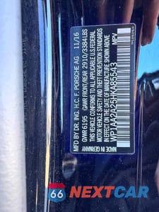 Zdjęcie 10 z 10 samochodu: 2017 PORSCHE CAYENNE VIN:WP1AA2A25HKA85543 - miniatura