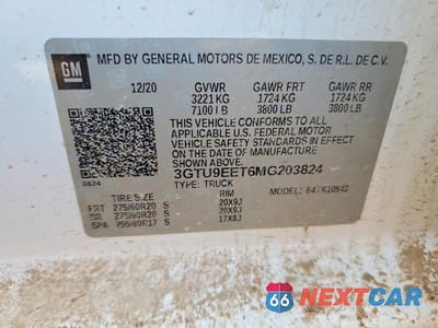 Zdjęcie 12 z 12 samochodu: 2021 GMC SIERRA K1500 AT4 VIN:3GTU9EET6MG203824 - miniatura