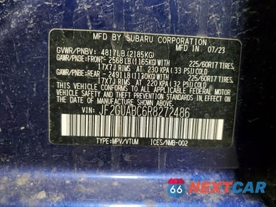 Zdjęcie 12 z 12 samochodu: 2024 SUBARU CROSSTREK VIN:JF2GUABC6R8272486 - miniatura