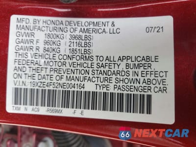 Zdjęcie 13 z 14 samochodu: 2022 HONDA INSIGHT EX VIN:19XZE4F52NE004164 - miniatura
