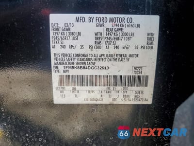 Zdjęcie 14 z 14 samochodu: 2013 FORD EXPLORER VIN:1FM5K8B84DGC32613 - miniatura