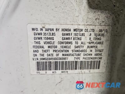 Zdjęcie 12 z 12 samochodu: 2013 HONDA FIT SPORT VIN:JHMGE8H59DC069951 - miniatura