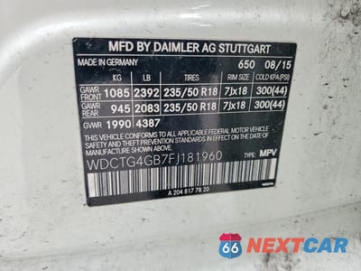 Zdjęcie 13 z 13 samochodu: 2015 MERCEDES-BENZ GLA 250 4MATIC VIN:WDCTG4GB7FJ181960 - miniatura