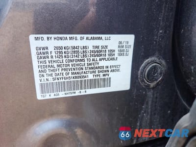 Zdjęcie 13 z 13 samochodu: 2019 HONDA PILOT EXL VIN:5FNYF6H51KB093541 - miniatura