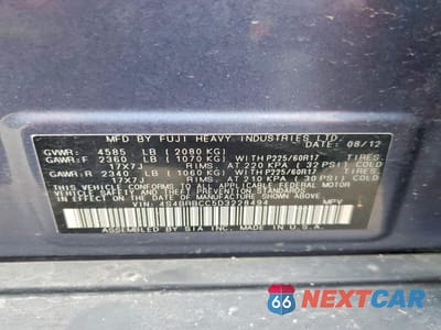 Zdjęcie 13 z 13 samochodu: 2013 SUBARU OUTBACK 2.5I PREMIUM VIN:4S4BRBCC5D3228494 - miniatura