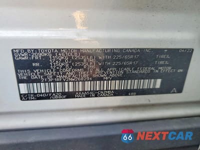 Zdjęcie 13 z 13 samochodu: 2022 TOYOTA RAV4 XLE VIN:2T3P1RFV2NW268294 - miniatura