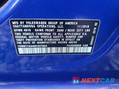 Zdjęcie 12 z 12 samochodu: 2017 VOLKSWAGEN PASSAT SE VIN:1VWBT7A34HC037884 - miniatura