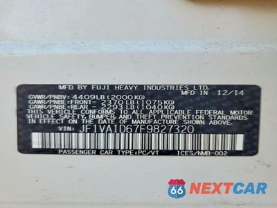 Zdjęcie 13 z 13 samochodu: 2015 SUBARU WRX PREMIUM VIN:JF1VA1D67F9827320 - miniatura