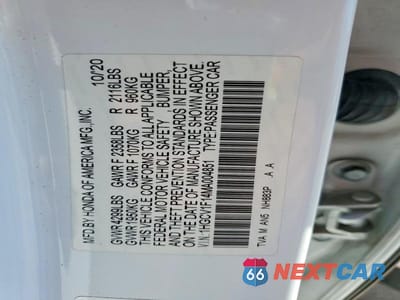 Zdjęcie 12 z 12 samochodu: 2021 HONDA ACCORD LX VIN:1HGCV1F14MA004851 - miniatura