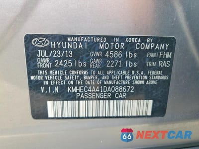 Zdjęcie 13 z 13 samochodu: 2013 HYUNDAI SONATA HYBRID VIN:KMHEC4A41DA088672 - miniatura