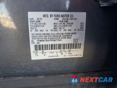 Zdjęcie 13 z 13 samochodu: 2023 FORD EXPLORER XLT VIN:1FMSK7DH7PGB77041 - miniatura