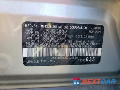 Zdjęcie 13 z 13 samochodu: 2022 MITSUBISHI OUTLANDER SE VIN:JA4J4UA82NZ036550 - miniatura