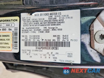 Zdjęcie 13 z 13 samochodu: 2014 FORD FUSION SE VIN:3FA6P0H9XER109281 - miniatura