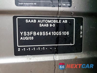Zdjęcie 12 z 12 samochodu: 2004 SAAB 9-3 LINEAR VIN:YS3FB49S541005106 - miniatura