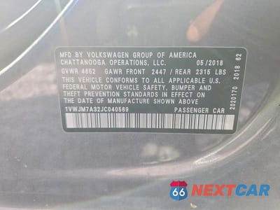 Zdjęcie 12 z 12 samochodu: 2018 VOLKSWAGEN PASSAT GT VIN:1VWJM7A32JC040569 - miniatura