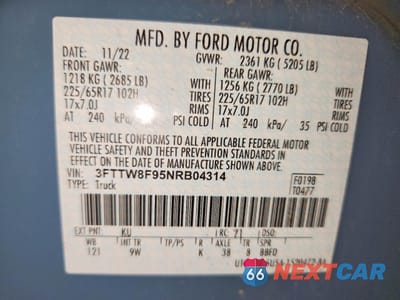 Zdjęcie 13 z 13 samochodu: 2022 FORD MAVERICK XL VIN:3FTTW8F95NRB04314 - miniatura