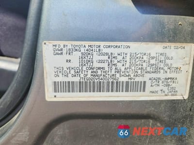 Zdjęcie 13 z 13 samochodu: 2004 TOYOTA RAV4 BASE VIN:JTEGD20V540027562 - miniatura