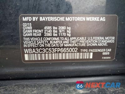 Zdjęcie 12 z 12 samochodu: 2015 BMW 320 I XDRIVE VIN:WBA3C3C53FP665002 - miniatura