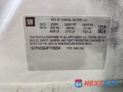 Zdjęcie 12 z 12 samochodu: 2015 CHEVROLET CRUZE LS VIN:1G1PA5SG4F7109234 - miniatura
