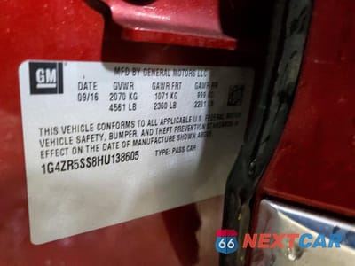 Zdjęcie 12 z 13 samochodu: 2017 BUICK LACROSSE PREMIUM VIN:1G4ZR5SS8HU138605 - miniatura