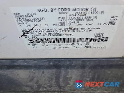 Zdjęcie 13 z 13 samochodu: 2016 FORD EXPLORER PLATINUM VIN:1FM5K8HT6GGD11510 - miniatura