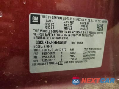 Zdjęcie 12 z 12 samochodu: 2014 CHEVROLET SILVERADO K1500 HIGH COUNTRY VIN:3GCUKTEJ8EG475090 - miniatura