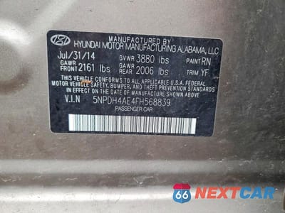 Zdjęcie 12 z 12 samochodu: 2015 HYUNDAI ELANTRA SE VIN:5NPDH4AE4FH568839 - miniatura