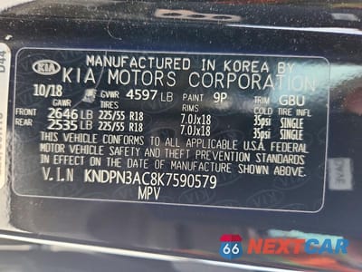 Zdjęcie 12 z 12 samochodu: 2019 KIA SPORTAGE EX VIN:KNDPN3AC8K7590579 - miniatura