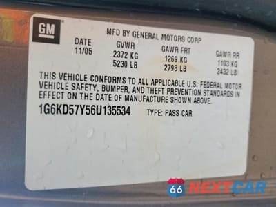 Zdjęcie 12 z 12 samochodu: 2006 CADILLAC DTS VIN:1G6KD57Y56U135534 - miniatura