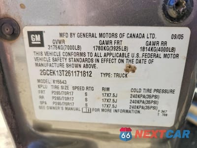 Zdjęcie 12 z 12 samochodu: 2006 CHEVROLET SILVERADO K1500 VIN:2GCEK13T261171812 - miniatura