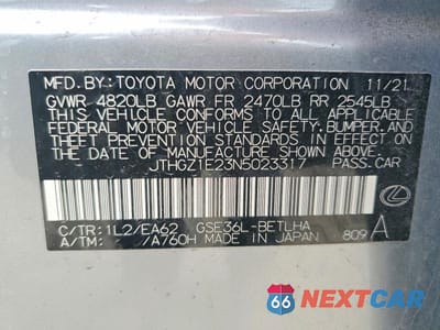 Zdjęcie 12 z 12 samochodu: 2022 LEXUS IS 350 F SPORT VIN:JTHGZ1E23N5023317 - miniatura