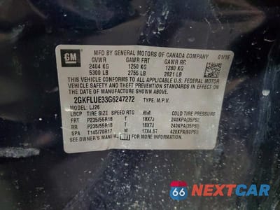 Zdjęcie 13 z 13 samochodu: 2016 GMC TERRAIN SLT VIN:2GKFLUE33G6247272 - miniatura