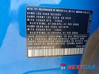 Zdjęcie 13 z 13 samochodu: 2022 VOLKSWAGEN TAOS SEL VIN:3VV2X7B24NM009818 - miniatura