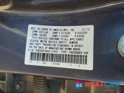 Zdjęcie 12 z 12 samochodu: 2017 HONDA ACCORD SPORT VIN:1HGCR2F56HA122922 - miniatura