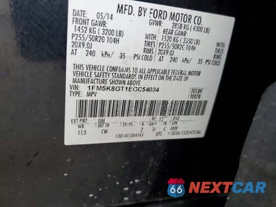 Zdjęcie 12 z 12 samochodu: 2014 FORD EXPLORER SPORT VIN:1FM5K8GT1EGC54034 - miniatura