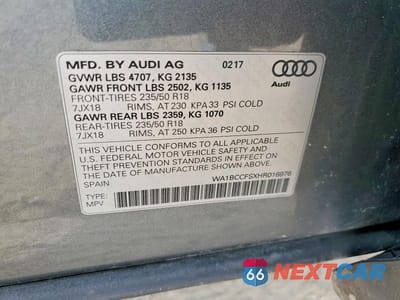 Zdjęcie 13 z 13 samochodu: 2017 AUDI Q3 PREMIUM VIN:WA1BCCFSXHR016976 - miniatura
