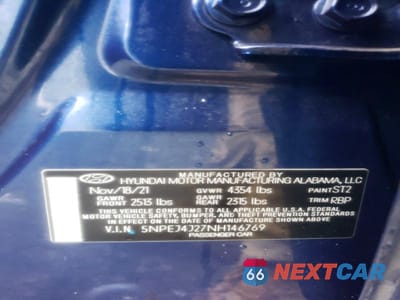 Zdjęcie 12 z 12 samochodu: 2022 HYUNDAI SONATA SEL PLUS VIN:5NPEJ4J27NH146769 - miniatura
