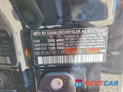 Zdjęcie 12 z 13 samochodu: 2003 MERCEDES-BENZ SL 55 AMG VIN:WDBSK74F13F033874 - miniatura